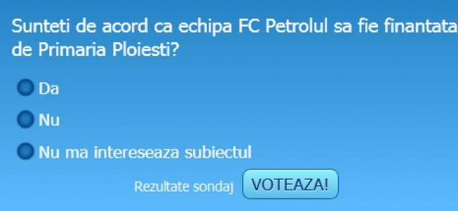 SONDAJ/ Esti de acord cu finantarea de catre Primaria Ploiesti a echipei FC Petrolul?