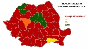 REZULTATE FINALE ALEGERI EUROPARLAMENTARE 2014. HARTA României politice, după scrutinul de duminică  