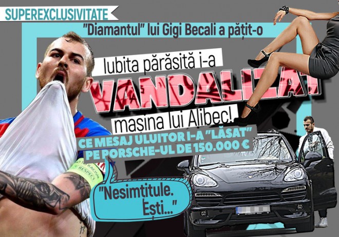 ”Diamantul” lui Gigi Becali a păţit-o. Iubita părăsită i-a vandalizat maşina lui Alibec! Ce mesaj uluitor i-a ”lăsat” pe Porsche-ul de 150.000 €. ”Nesimţitule. Eşti…”
